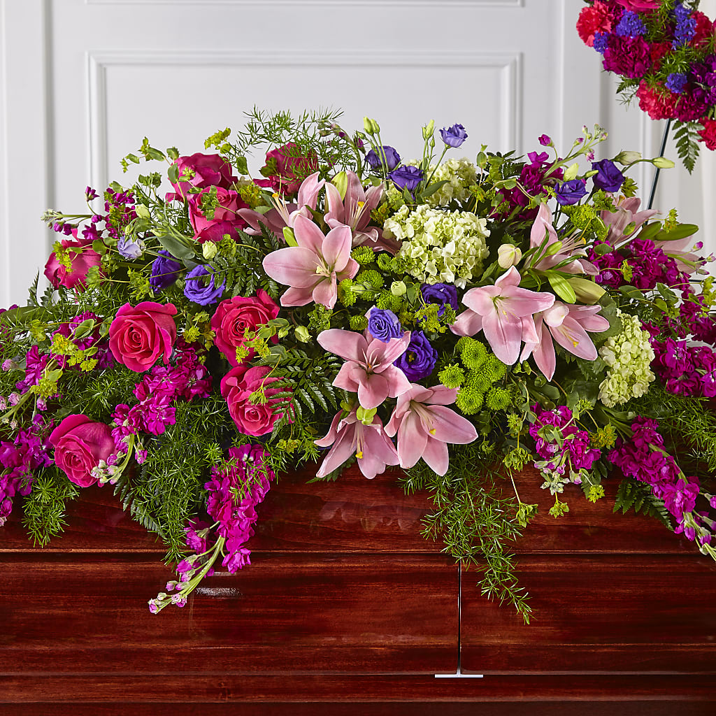 Radiant Tribute Casket Spray – BLAKELEE'S BOUQUETS, Birmingham AL