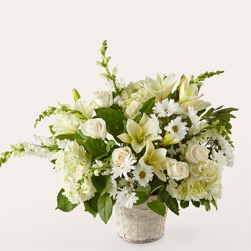 Ivory Elegance Floral Basket – BLAKELEE'S BOUQUETS, Birmingham AL