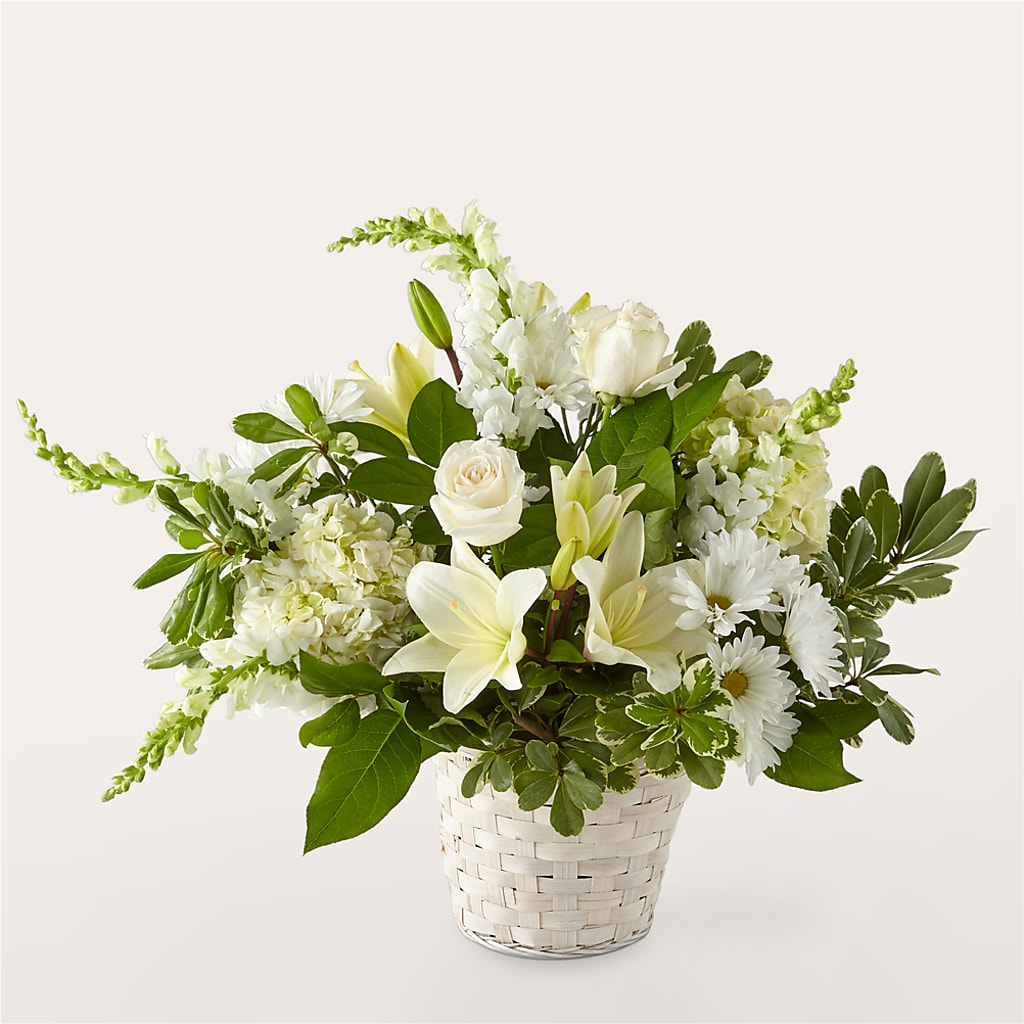 Ivory Elegance Floral Basket – BLAKELEE'S BOUQUETS, Birmingham AL