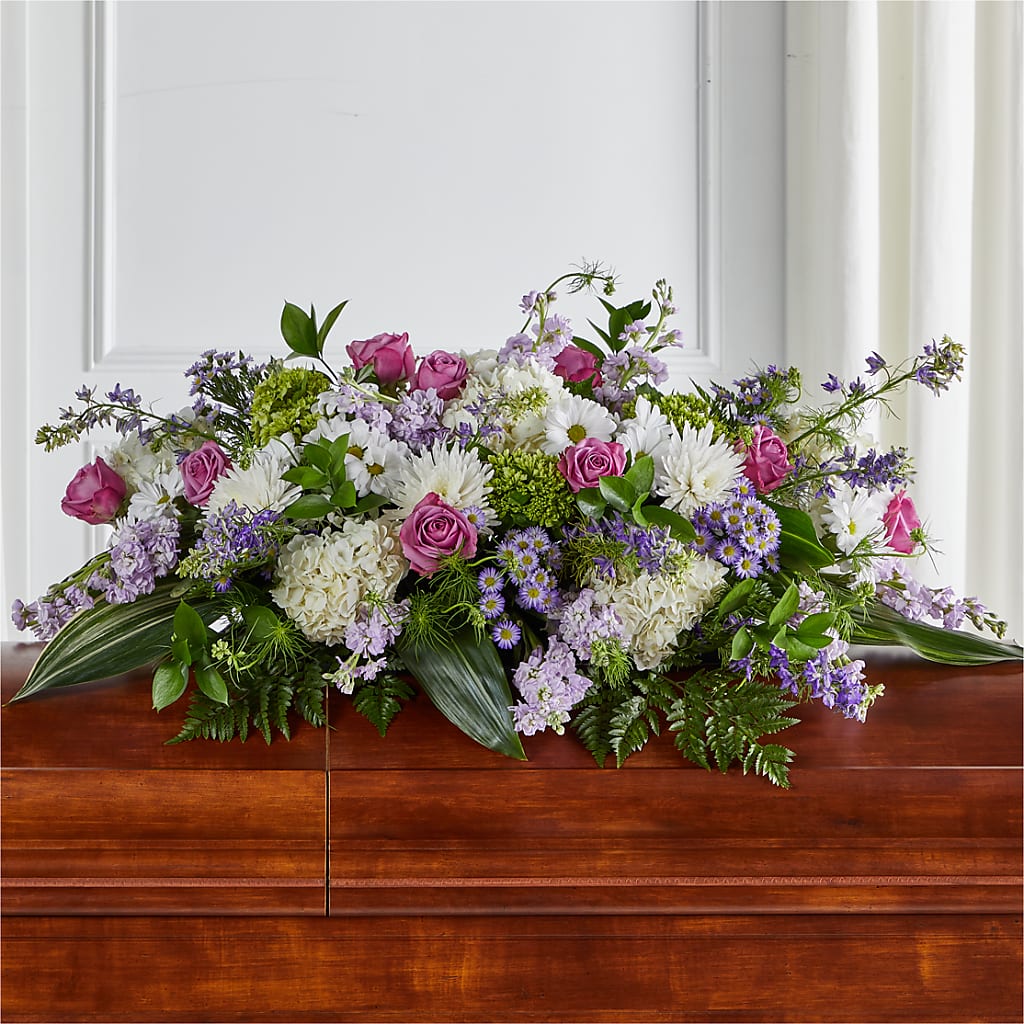 Meadows of Serenity Casket Spray – BLAKELEE'S BOUQUETS, Birmingham AL